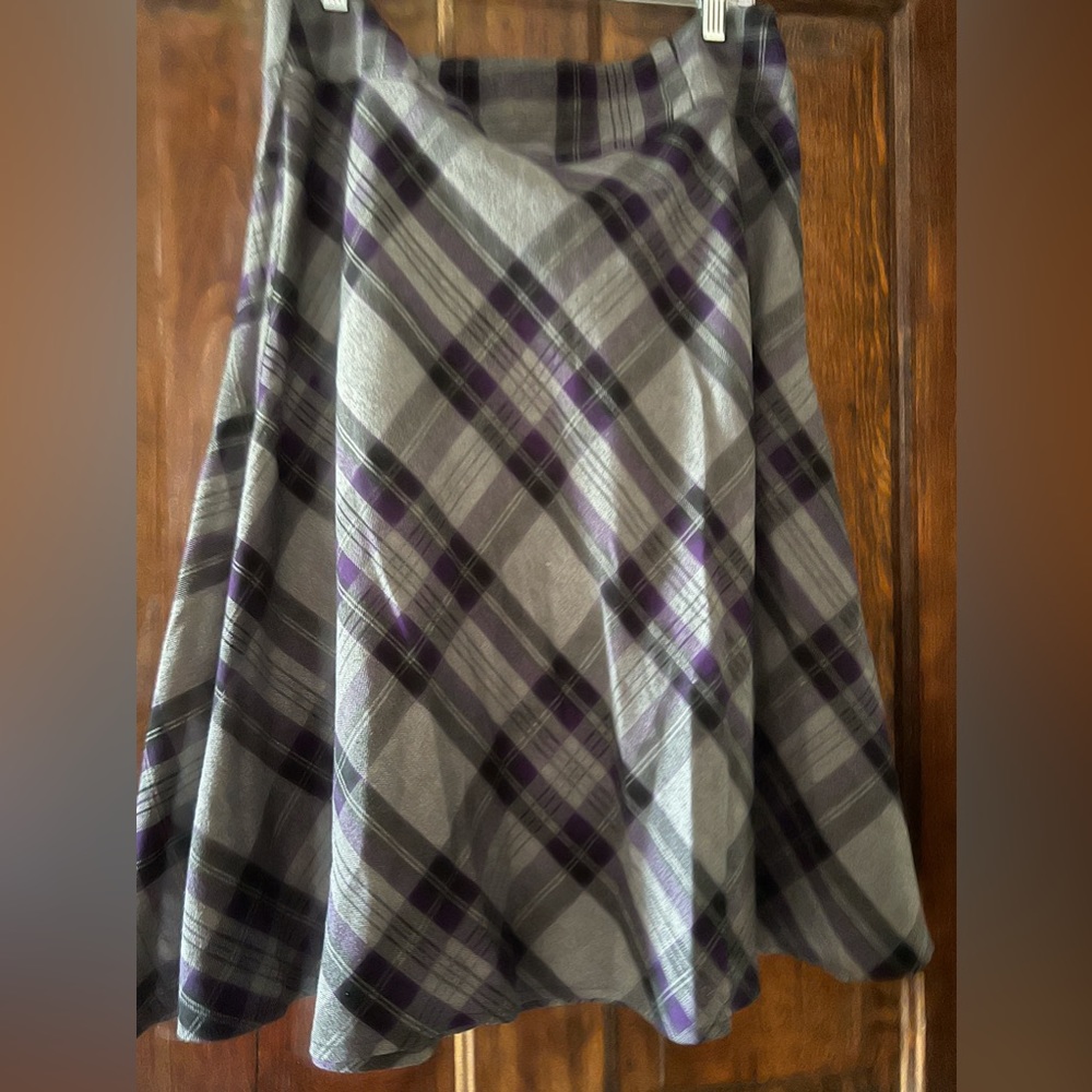 Purple and gray plaid size 10 flair skirt
